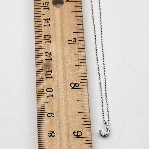 JCM Letter Necklace "J" Sterling Silver 925 with CZ Rhinestones Dainty - Picture 10 of 10